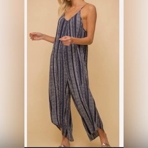 Hem & Thread Maya Romper Large Navy Blue